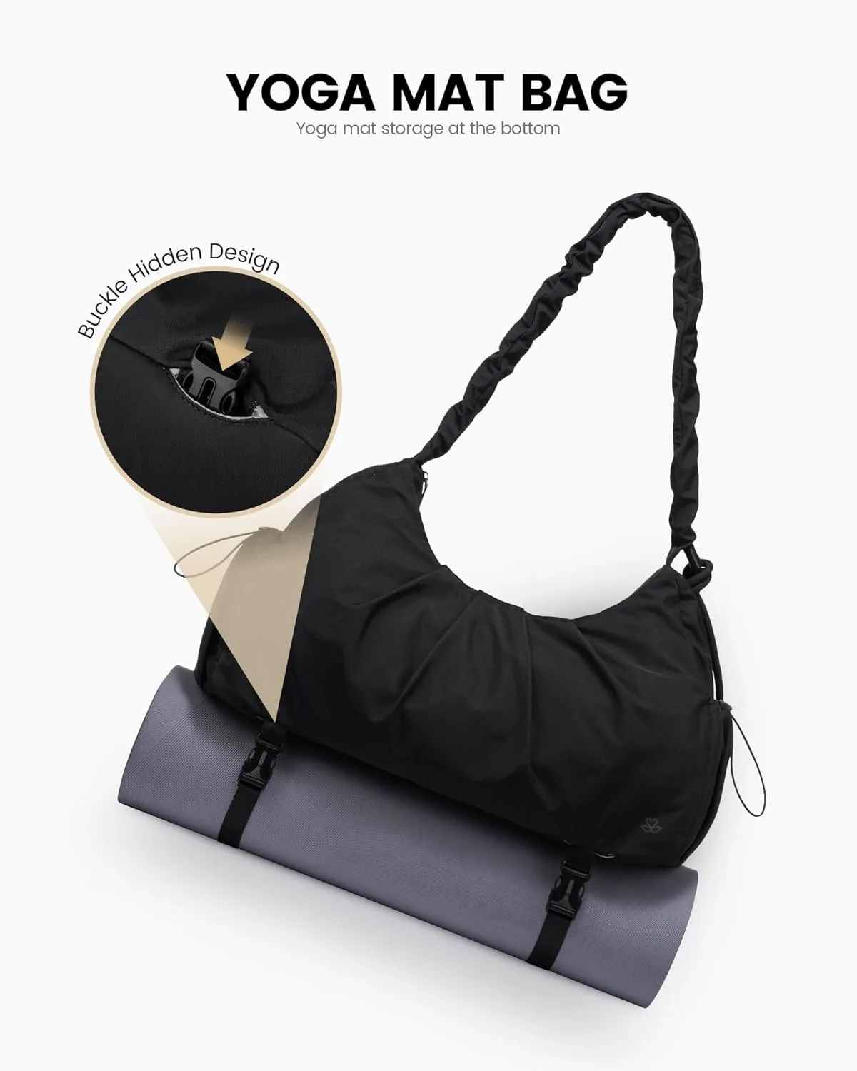 LOVEVOOK Gym Duffel Bag for Women, Weekender Overnight Bag with Wet Pocket, Workout Dance Bag, Sports Tote Bags with Hidden Yoga Mat Holder- Black