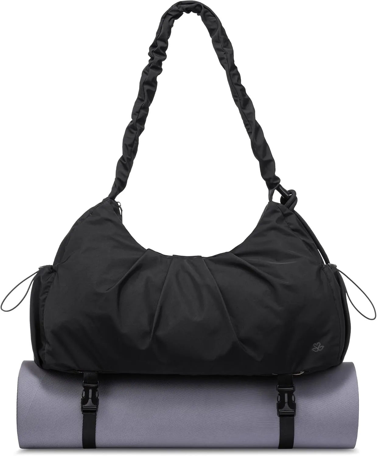 LOVEVOOK Gym Duffel Bag for Women, Weekender Overnight Bag with Wet Pocket, Workout Dance Bag, Sports Tote Bags with Hidden Yoga Mat Holder- Black