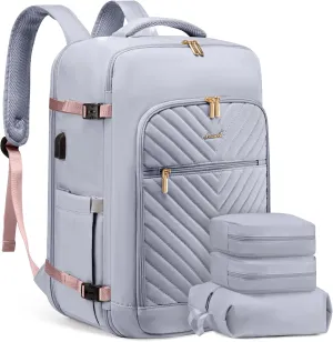 LOVEVOOK Large Travel Backpack for Women,Carry on Backpack Flight Approved,Personal Item Backpack Travel Bag with 3 Packing Cubes,Waterproof Back Pack TSA Fit 17inch Laptop Luggage with USB Port