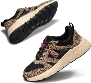 LUCKY STEP Women‘s Fashion Cusual Sneakers Platform Classic Leopard Walking Tennis Travel Shoes Chunky Colorful Lifestyle Sneakers