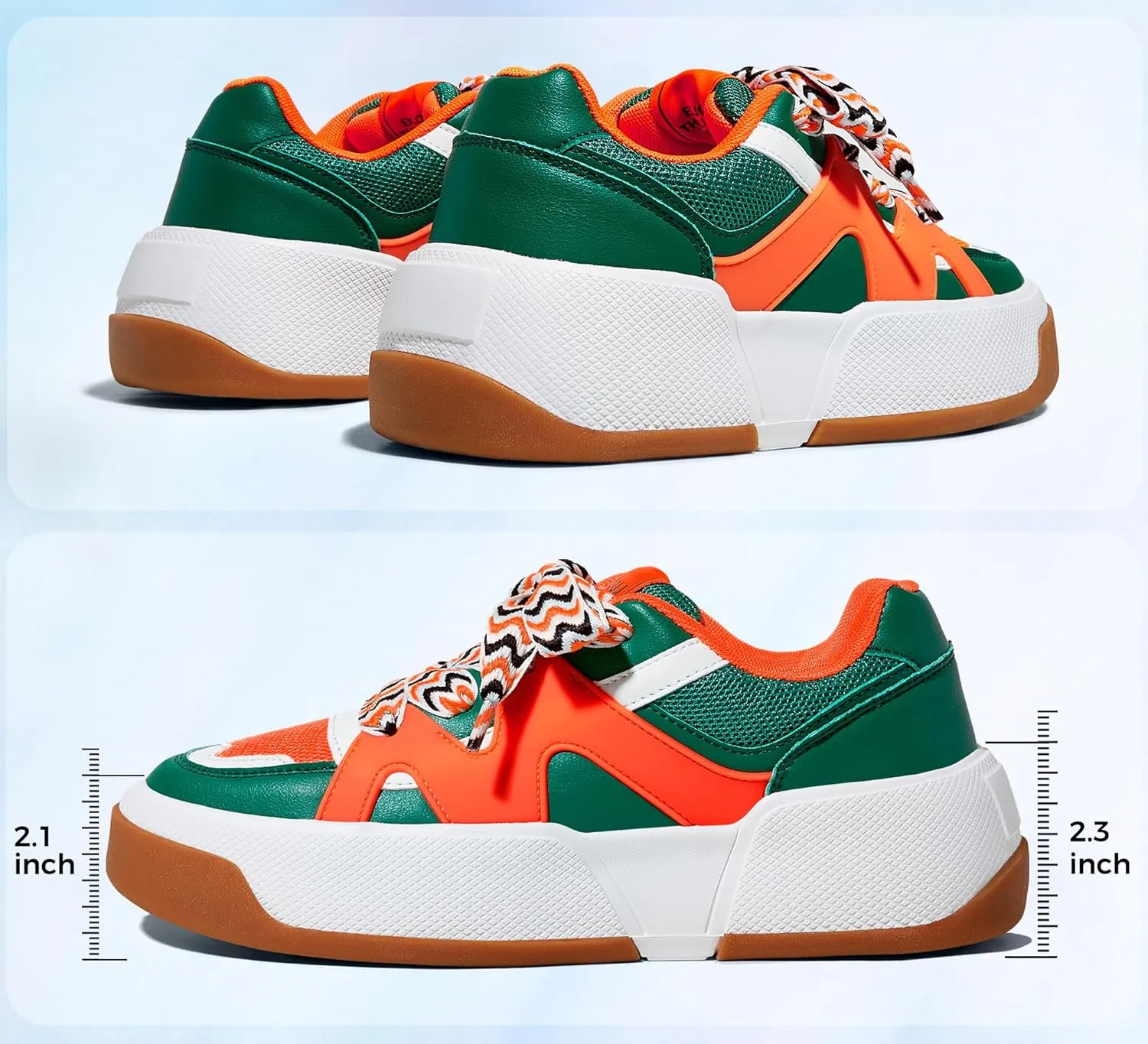 LUCKY STEP Women’s Platform Fashion Sneakers Lace up Casual Faux Leather Comfortable Thick Sole Tennis Walking Shoes