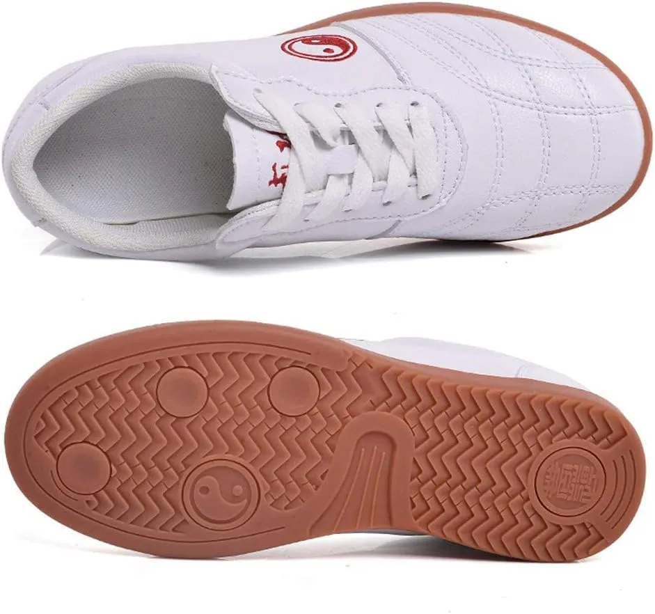 Martial Arts Shoes for Men, Leather Tai Chi Workout Gym Sneaker Fashion Karate Qigong Wing Chun Trainers