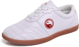 Martial Arts Shoes for Men, Leather Tai Chi Workout Gym Sneaker Fashion Karate Qigong Wing Chun Trainers