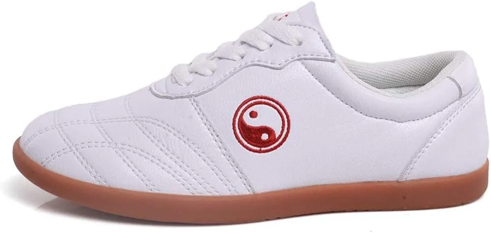 Martial Arts Shoes for Men, Leather Tai Chi Workout Gym Sneaker Fashion Karate Qigong Wing Chun Trainers