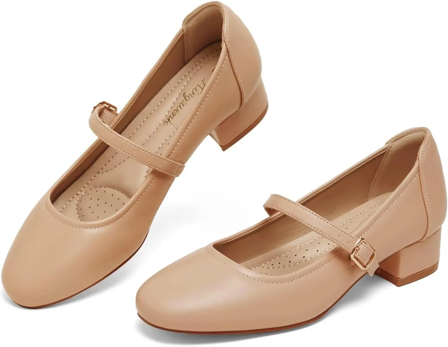 Mary Jane Shoes Low Heels Dress Pumps for Women With Adjustable Ankle Strap - 2 Inch Chunky Heel for Dressy Casual Occasions