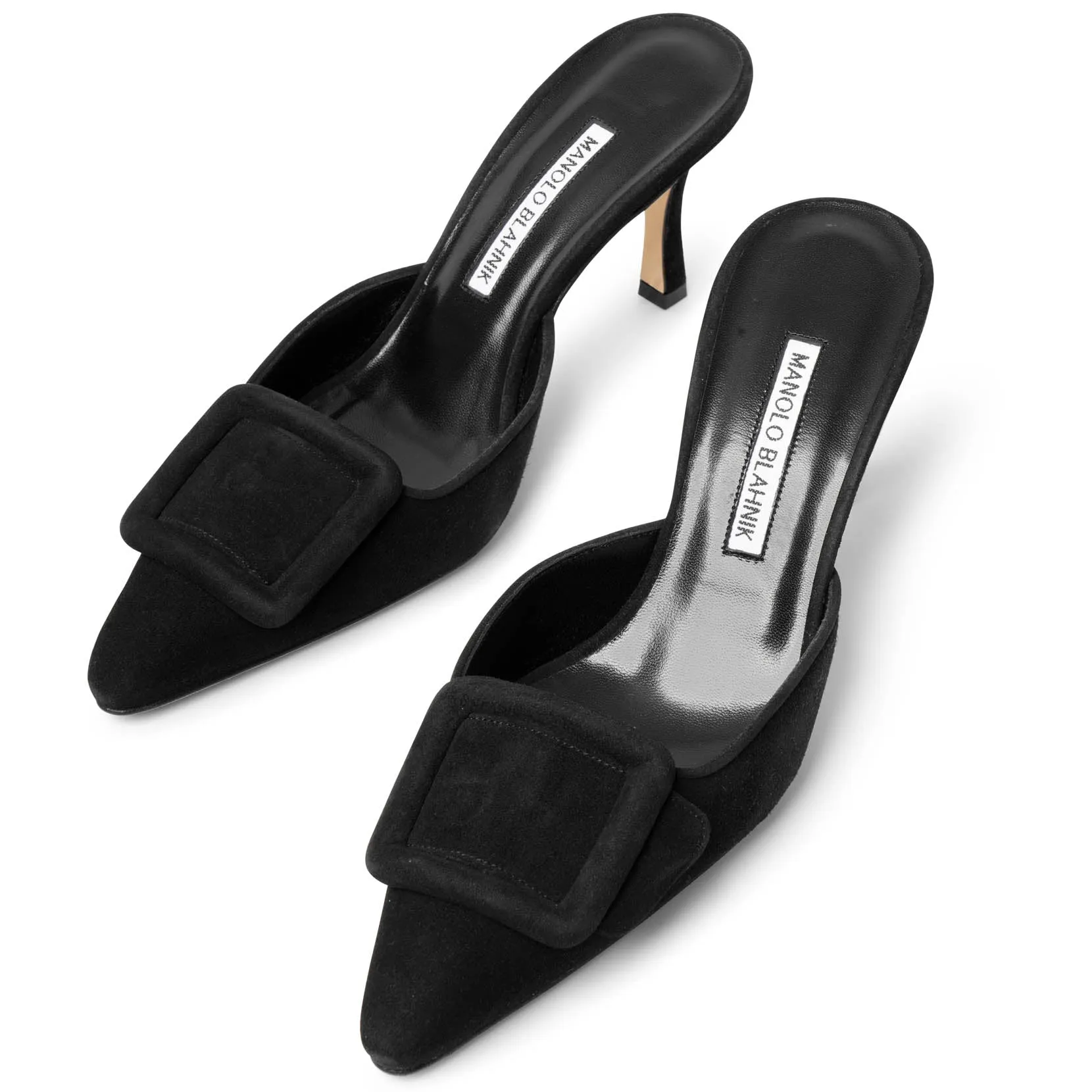 Maysale 70 black suede mules
