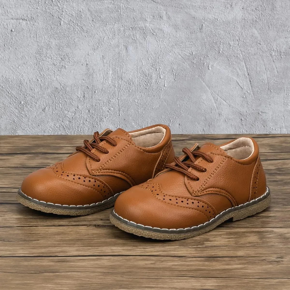 Meckior Toddler Boys Girls Dress Shoes Little Kid Oxford Shoes Wedding Church Dress Shoes PU Leather Lace Up School Uniform Loafer Flats