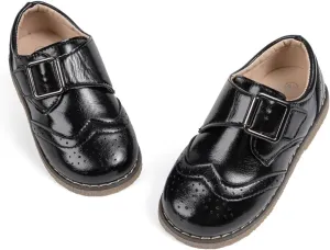 Meckior Toddler Boys Girls Dress Shoes Little Kid Oxford Shoes Wedding Church Dress Shoes PU Leather Lace Up School Uniform Loafer Flats