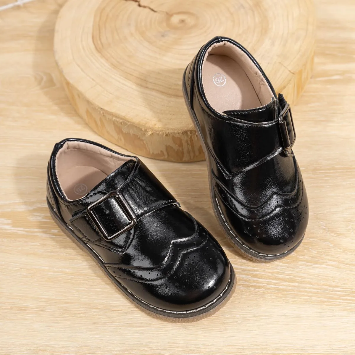 Meckior Toddler Boys Girls Dress Shoes Little Kid Oxford Shoes Wedding Church Dress Shoes PU Leather Lace Up School Uniform Loafer Flats