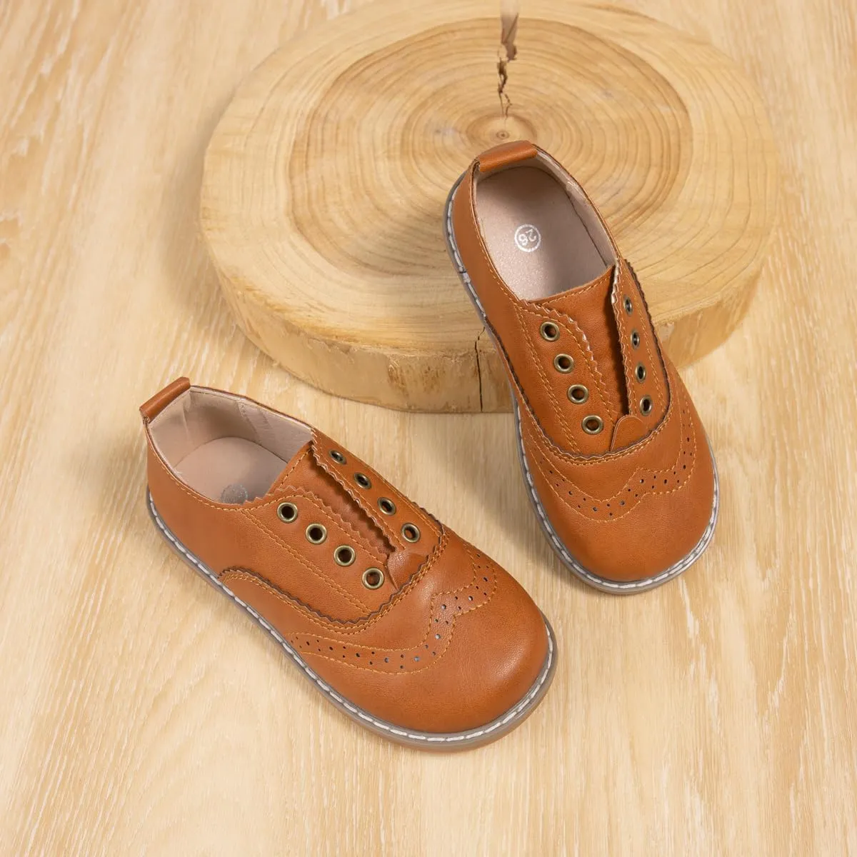 Meckior Toddler Boys Girls Dress Shoes Little Kid Oxford Shoes Wedding Church Dress Shoes PU Leather Lace Up School Uniform Loafer Flats