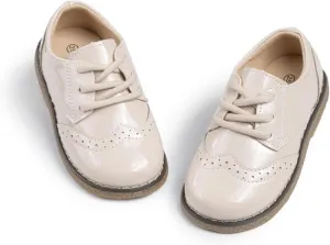 Meckior Toddler Boys Girls Dress Shoes Little Kid Oxford Shoes Wedding Church Dress Shoes PU Leather Lace Up School Uniform Loafer Flats