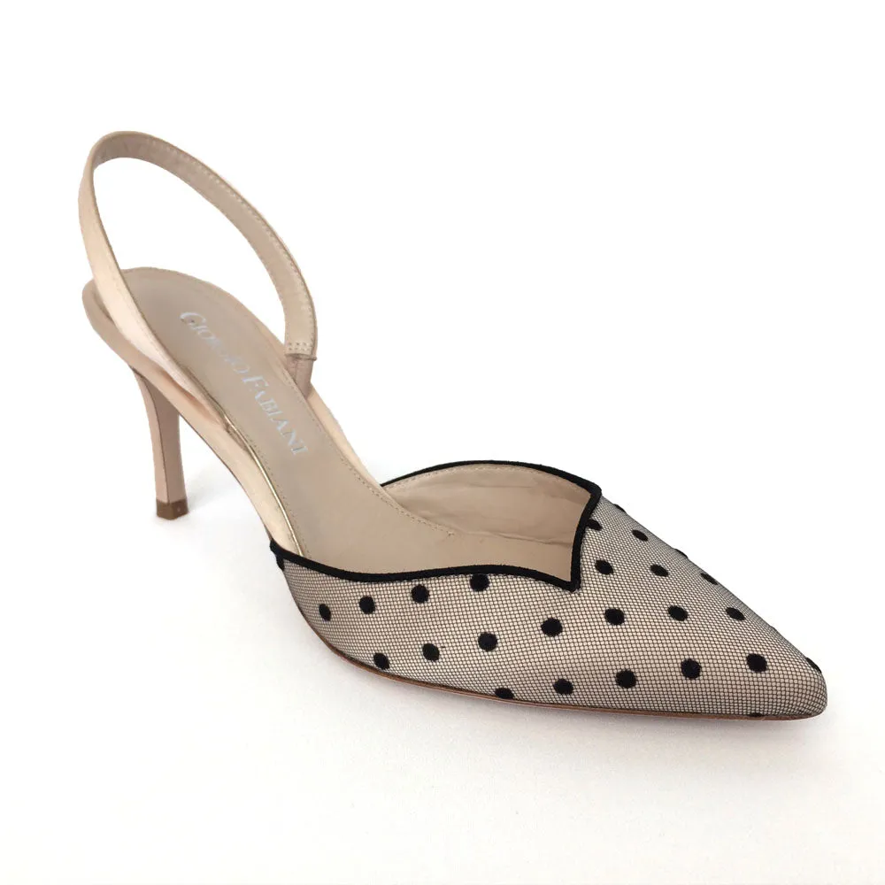 Medium Heel Satin Sling Back