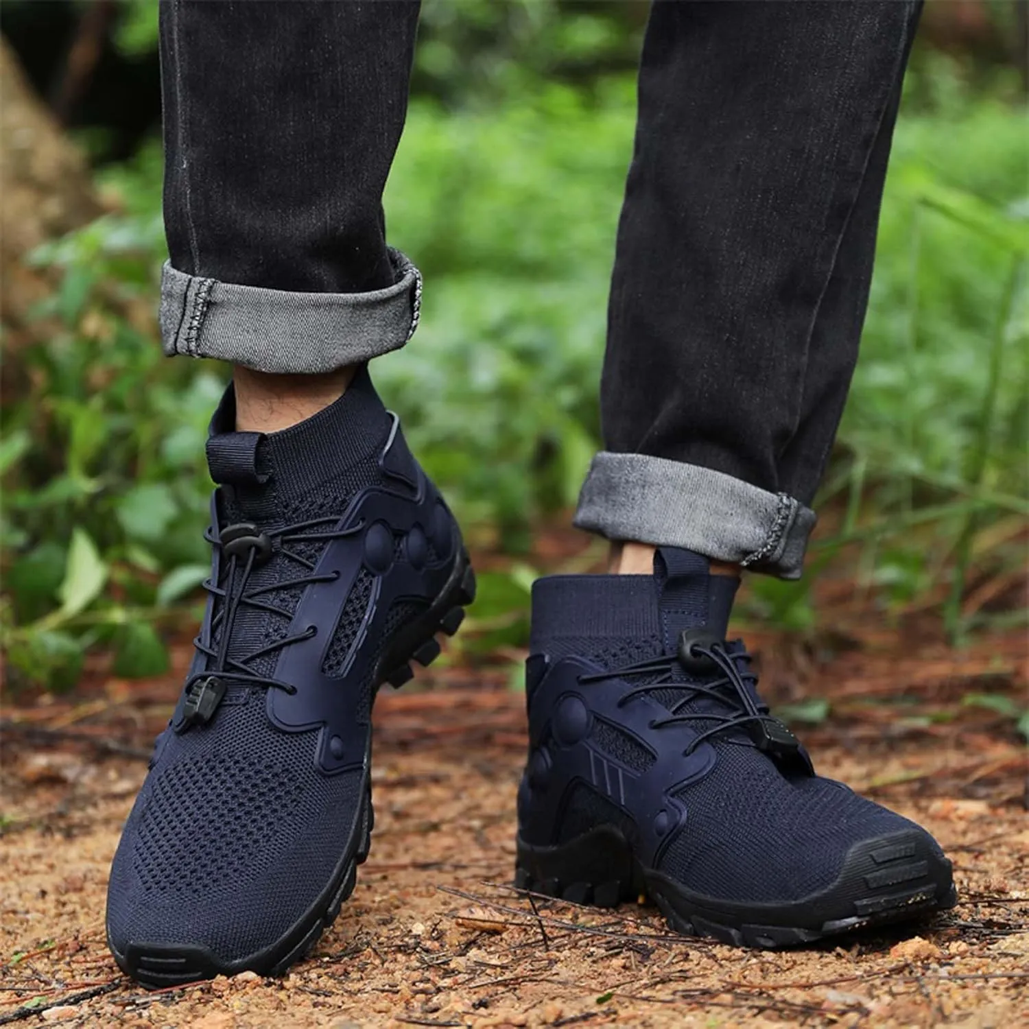 Men's Anti-Slip Climbing Shoes Breathable Lightweight Sports Barefoot Hiking Shoes Quick-Drying Mesh Sports Water Shoes Outdoor Camping Adventure Travel Backpacking Shoes-5-14 US Size