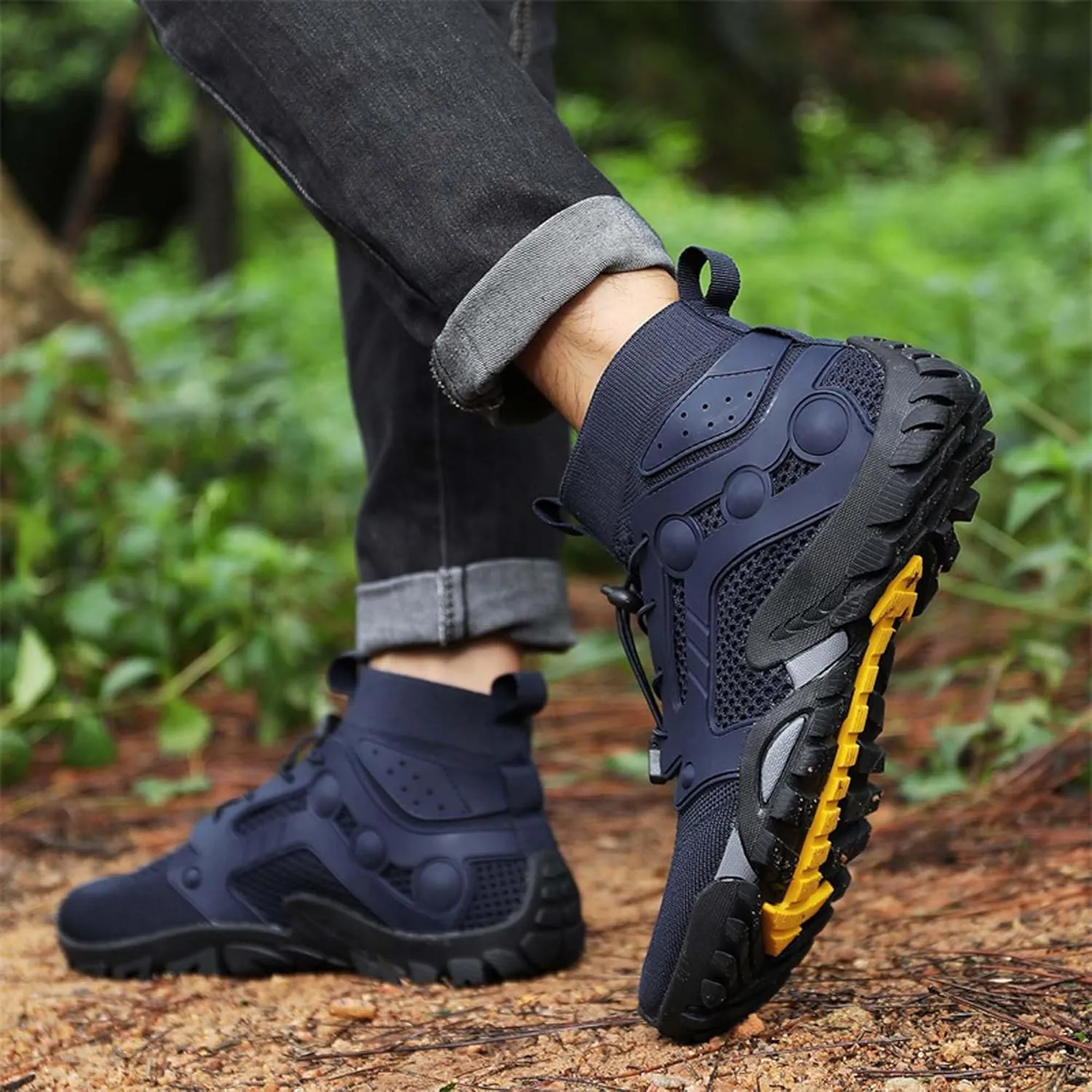 Men's Anti-Slip Climbing Shoes Breathable Lightweight Sports Barefoot Hiking Shoes Quick-Drying Mesh Sports Water Shoes Outdoor Camping Adventure Travel Backpacking Shoes-5-14 US Size