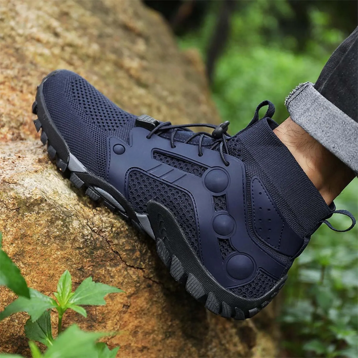 Men's Anti-Slip Climbing Shoes Breathable Lightweight Sports Barefoot Hiking Shoes Quick-Drying Mesh Sports Water Shoes Outdoor Camping Adventure Travel Backpacking Shoes-5-14 US Size