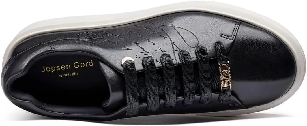Men's Casual Dress Sneakers Genuine Italian Cowhide Leather Business Walking Shoes Lightweight Fashion with XL Extralight Sole