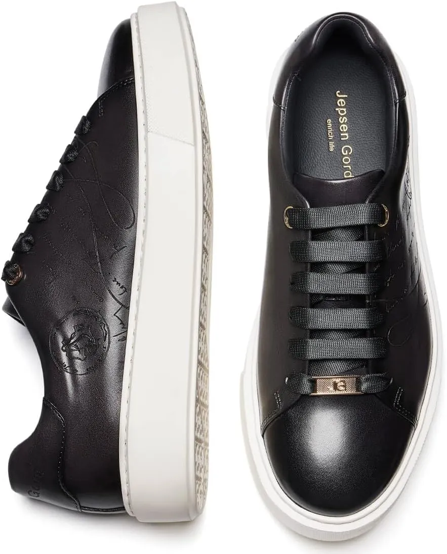 Men's Casual Dress Sneakers Genuine Italian Cowhide Leather Business Walking Shoes Lightweight Fashion with XL Extralight Sole