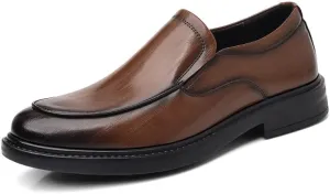 Men's Dress Shoes Men Genuine Leather Platform Slip-On Oxford Casual Work Office Business Brogue Shoes