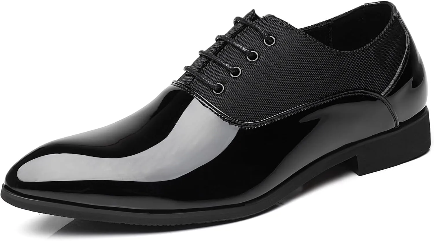 Men's Faux Patent Leather Dress Shoes Glitter Prom Tuxedo Lace-up Formal Oxford