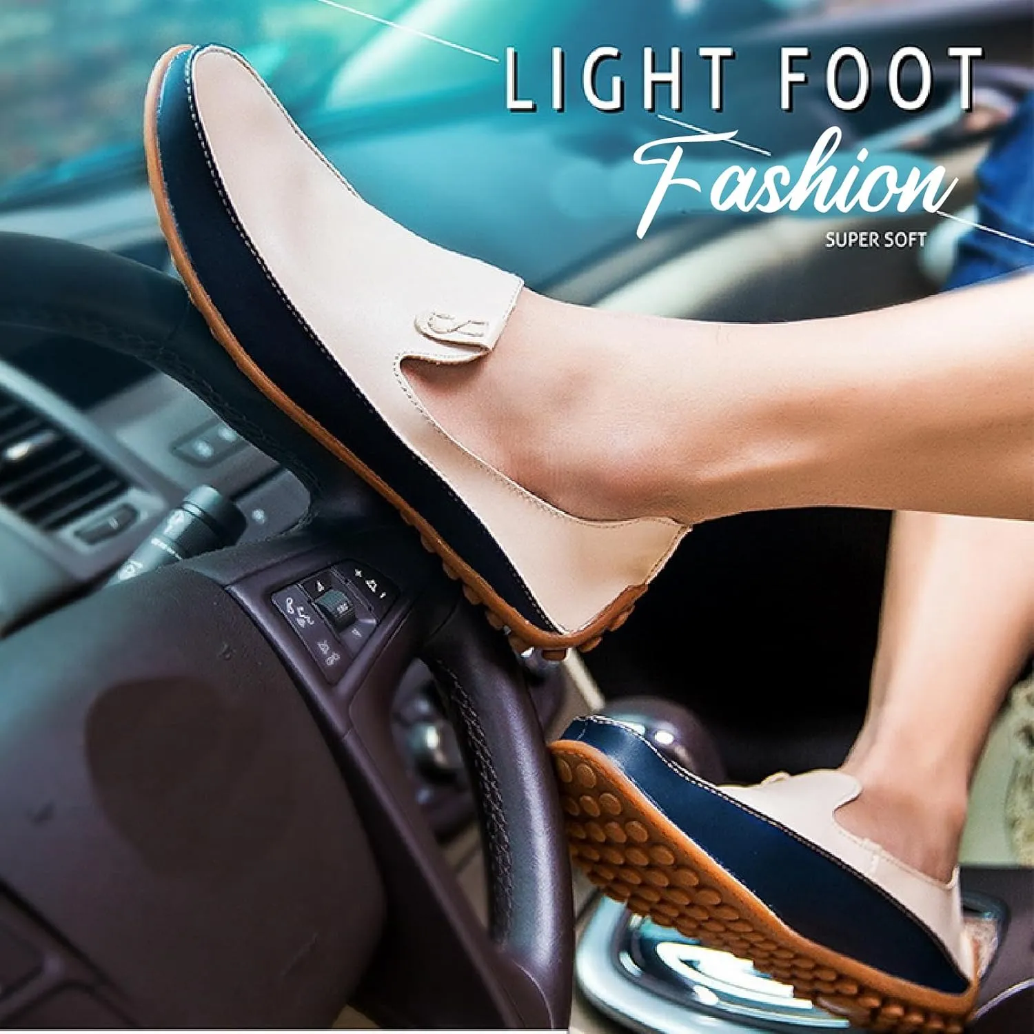Men's Leather Penny Loafers Casual Breathable Round Toe Lightweight Soft Flat Slip On Moccasins Loafers for Daily Driving Walking Shoes