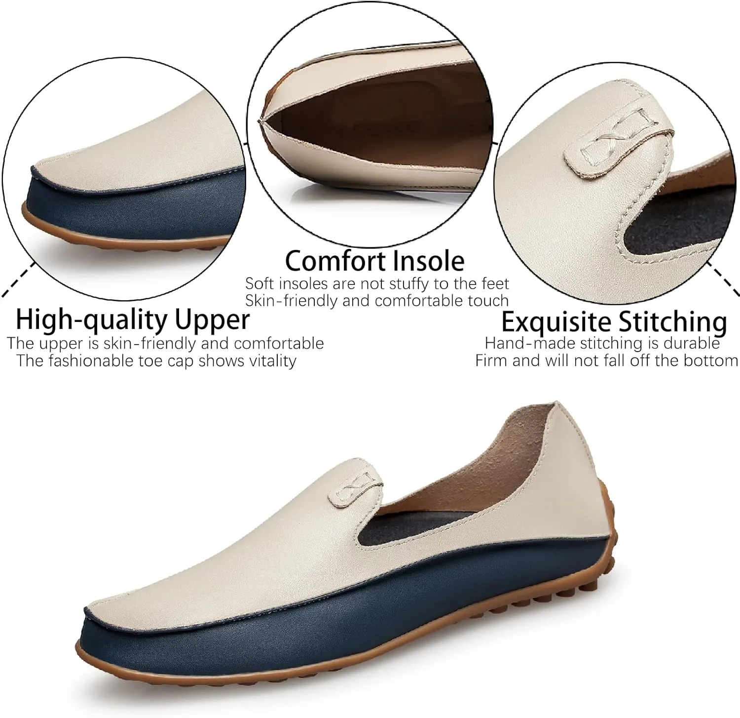 Men's Leather Penny Loafers Casual Breathable Round Toe Lightweight Soft Flat Slip On Moccasins Loafers for Daily Driving Walking Shoes