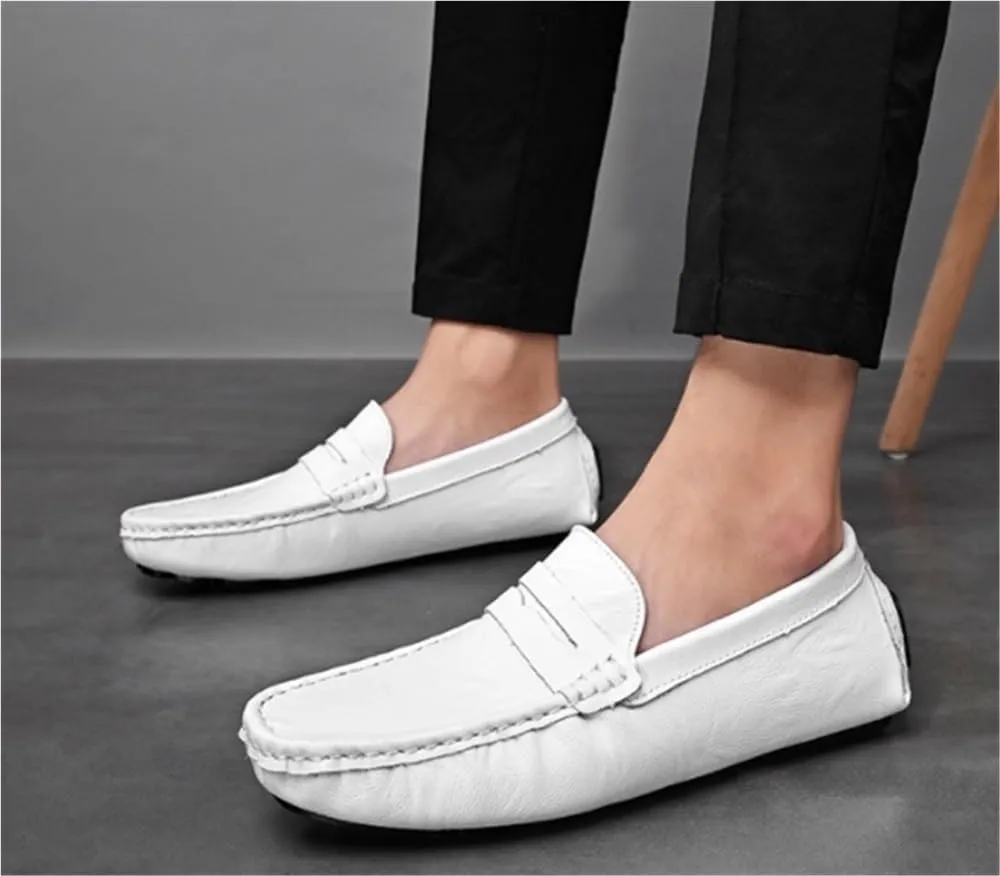Men's Loafers Lightweight Simple Vegan Leather Slip Resistant Comfortable Flat Heel Wedding Outdoor Slip-on