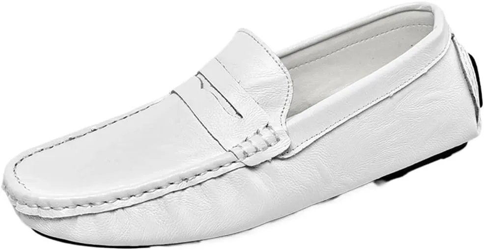 Men's Loafers Lightweight Simple Vegan Leather Slip Resistant Comfortable Flat Heel Wedding Outdoor Slip-on