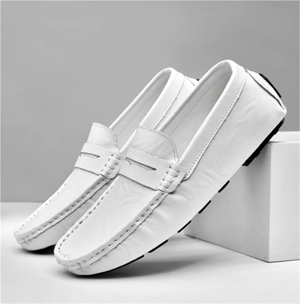 Men's Loafers Lightweight Simple Vegan Leather Slip Resistant Comfortable Flat Heel Wedding Outdoor Slip-on