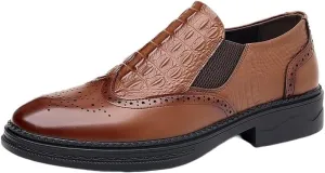Men's Loafers Mens Slip-on Casual Shoes, Breathable Shoes for Men, Driving Fashion Business Crocodile Pattern Brogue Shoes