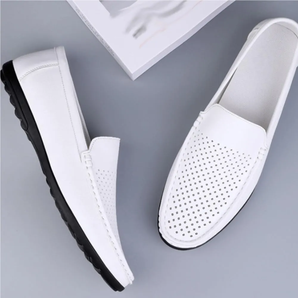 Mens Loafers Moccasins Shoes Breathable Simple Vegan Leather Lightweight Resistant Flat Heel Classic Party Slip On