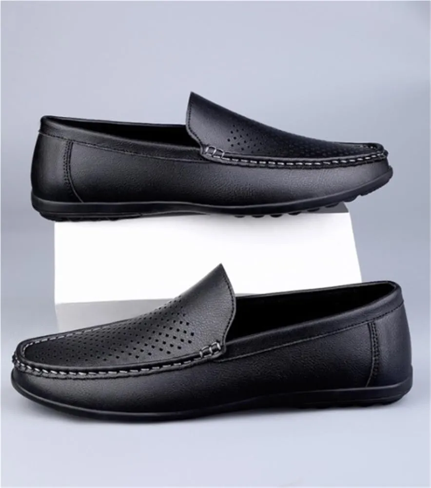 Mens Loafers Moccasins Shoes Breathable Simple Vegan Leather Lightweight Resistant Flat Heel Classic Party Slip On