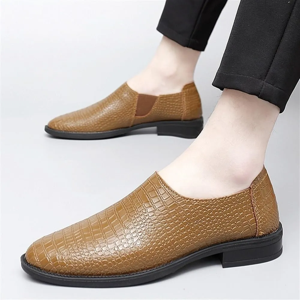 Mens Loafers Shoe -Moccasins Faux Crocodile Slip-on Print Solid Colors Leather Flexible Comfortable Lightweight Fashion Casual Best Loafers for Men