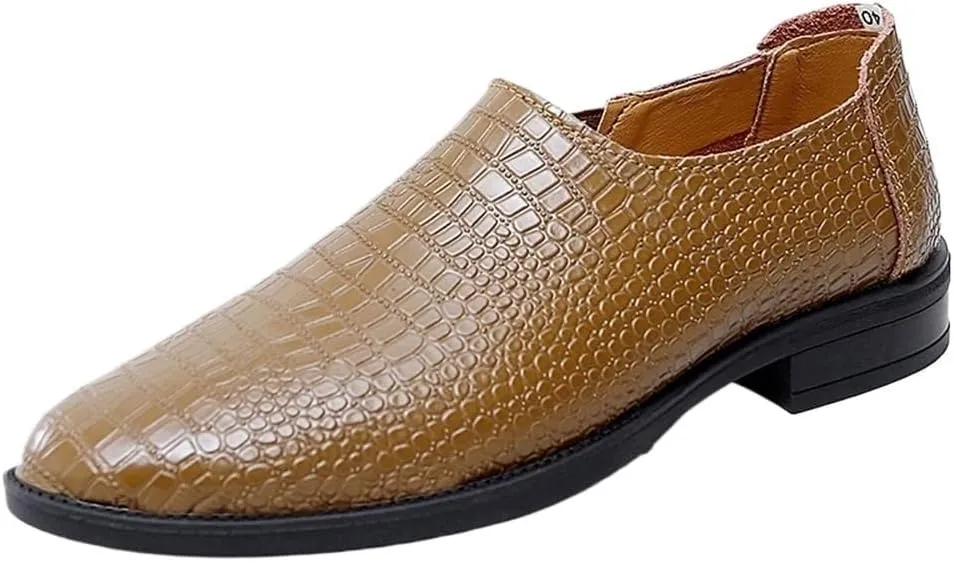 Mens Loafers Shoe -Moccasins Faux Crocodile Slip-on Print Solid Colors Leather Flexible Comfortable Lightweight Fashion Casual Best Loafers for Men