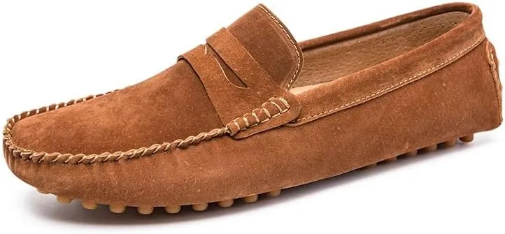 Mens Loafers Shoe Round Toe PU Leather Driving Penny Loafers Slip Resistant Flexible Anti-Slip Party Wedding Slip-on