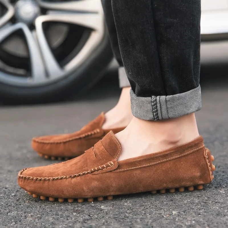 Mens Loafers Shoe Round Toe PU Leather Driving Penny Loafers Slip Resistant Flexible Anti-Slip Party Wedding Slip-on