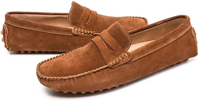 Mens Loafers Shoe Round Toe PU Leather Driving Penny Loafers Slip Resistant Flexible Anti-Slip Party Wedding Slip-on
