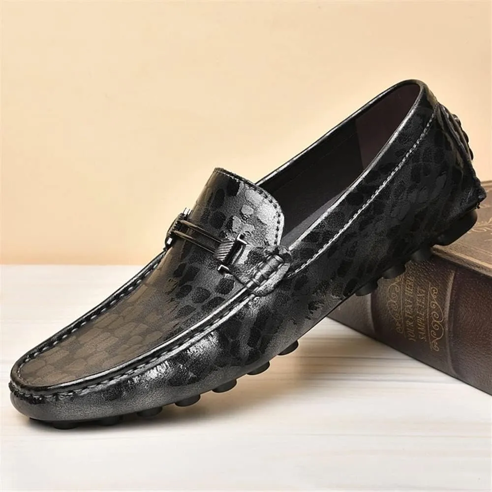 Men's Loafers Shoes Driving Moccasins Loafers Faux Crocodile Embossed Leather Lightweight Slip Resistant Flexible Wedding Slip-on