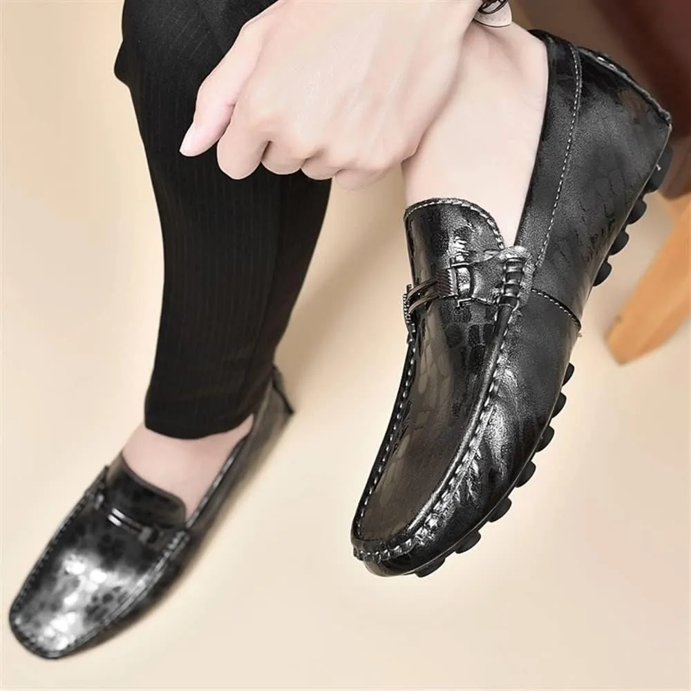 Men's Loafers Shoes Driving Moccasins Loafers Faux Crocodile Embossed Leather Lightweight Slip Resistant Flexible Wedding Slip-on