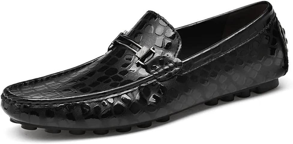 Men's Loafers Shoes Driving Moccasins Loafers Faux Crocodile Embossed Leather Lightweight Slip Resistant Flexible Wedding Slip-on