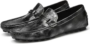 Men's Loafers Shoes Driving Moccasins Loafers Faux Crocodile Embossed Leather Lightweight Slip Resistant Flexible Wedding Slip-on