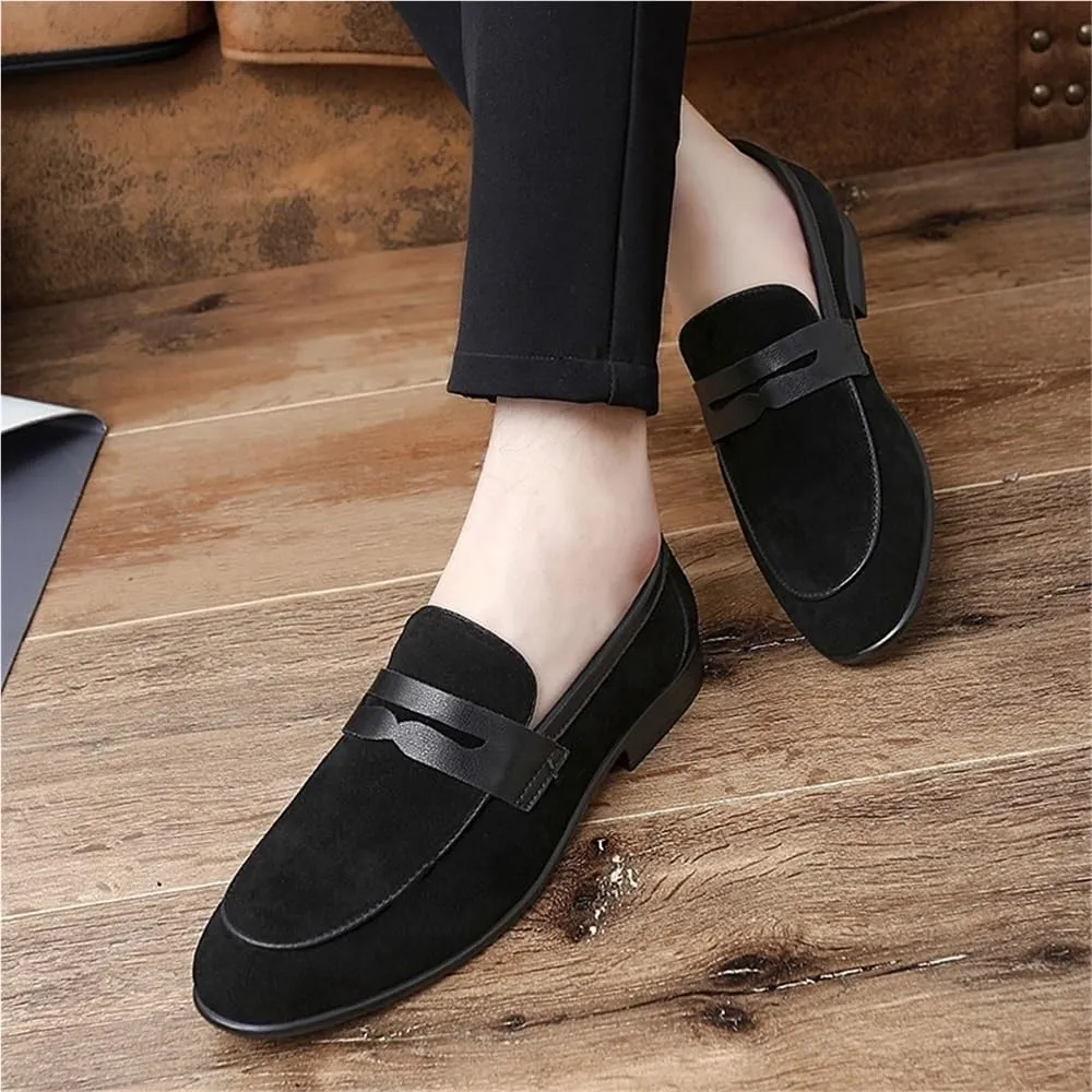Men's Loafers Shoes Round Toe Suede Vamp Loafers Flexible Anti-Slip Lightweight Outdoor Slip On