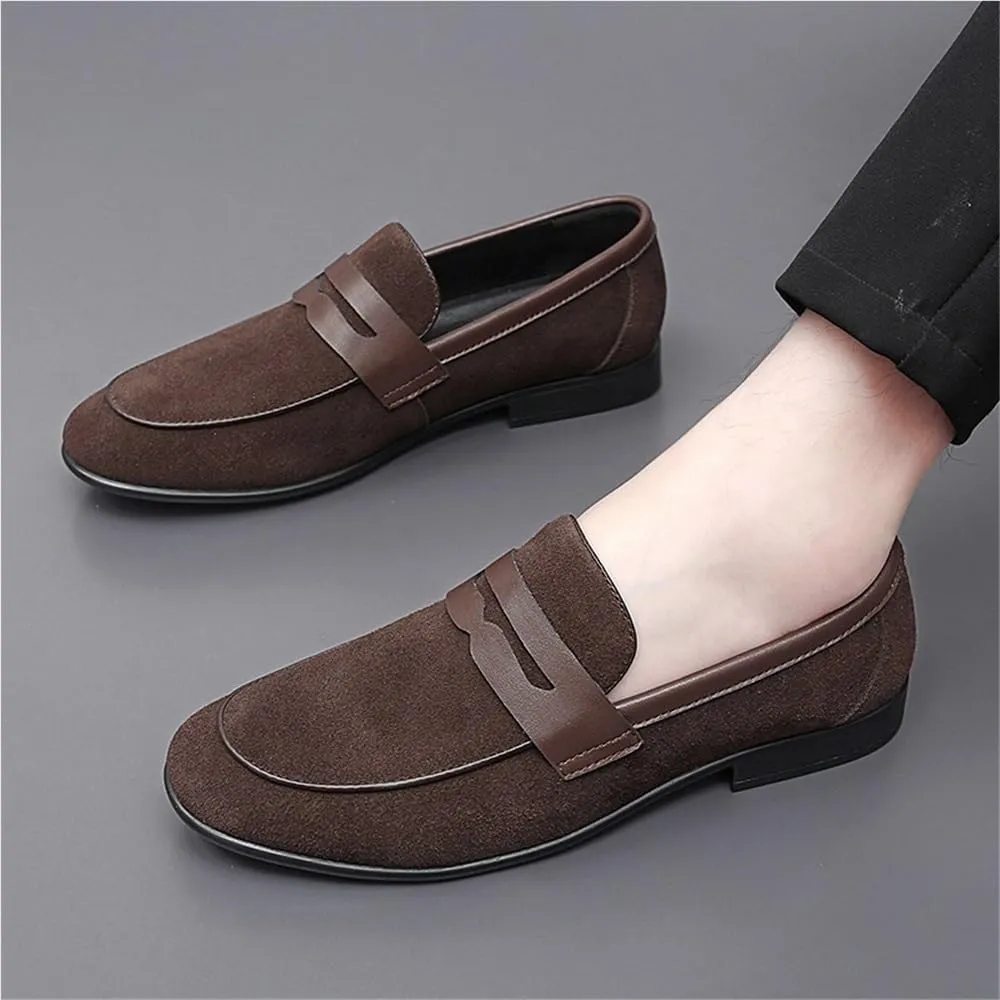 Men's Loafers Shoes Round Toe Suede Vamp Loafers Flexible Anti-Slip Lightweight Outdoor Slip On