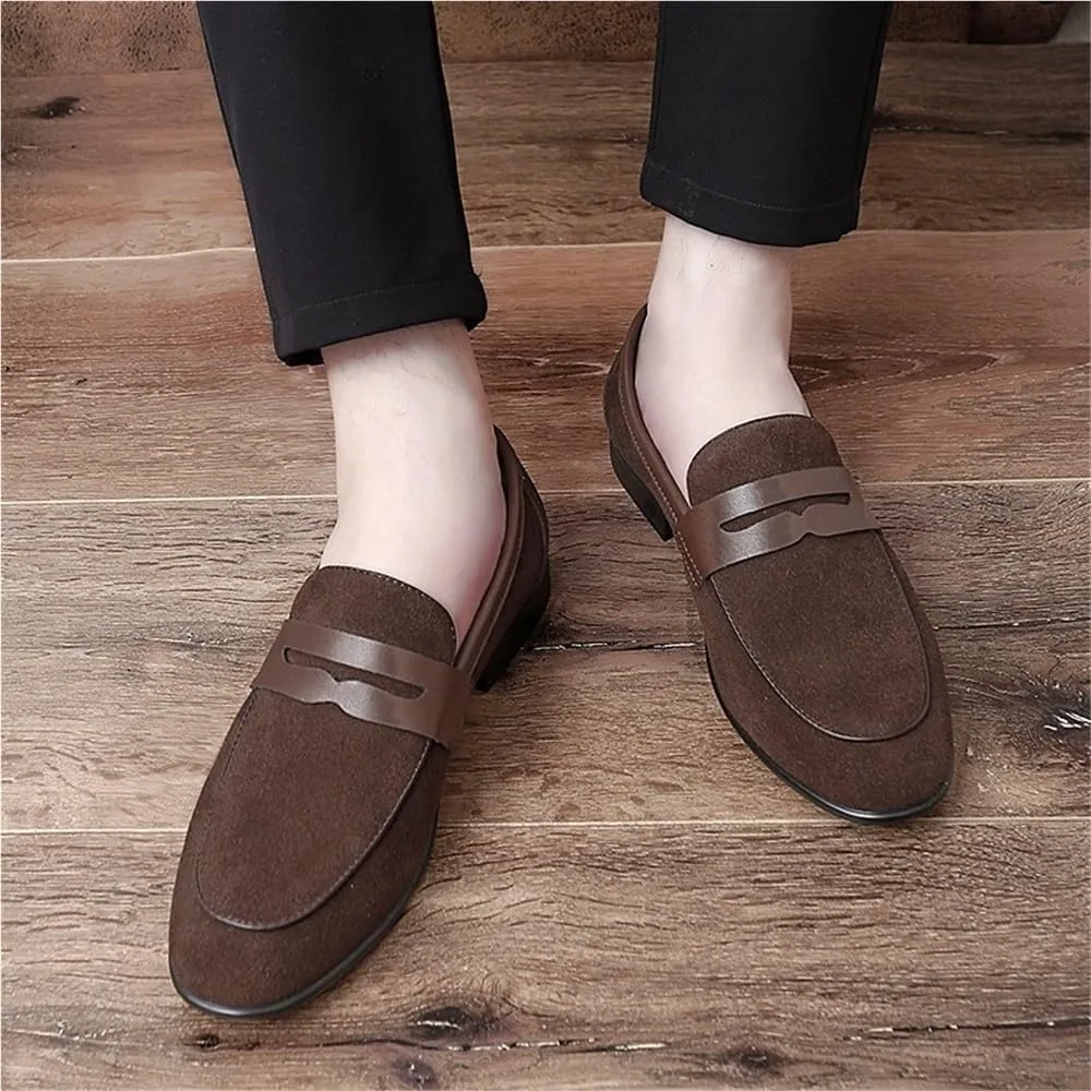 Men's Loafers Shoes Round Toe Suede Vamp Loafers Flexible Anti-Slip Lightweight Outdoor Slip On