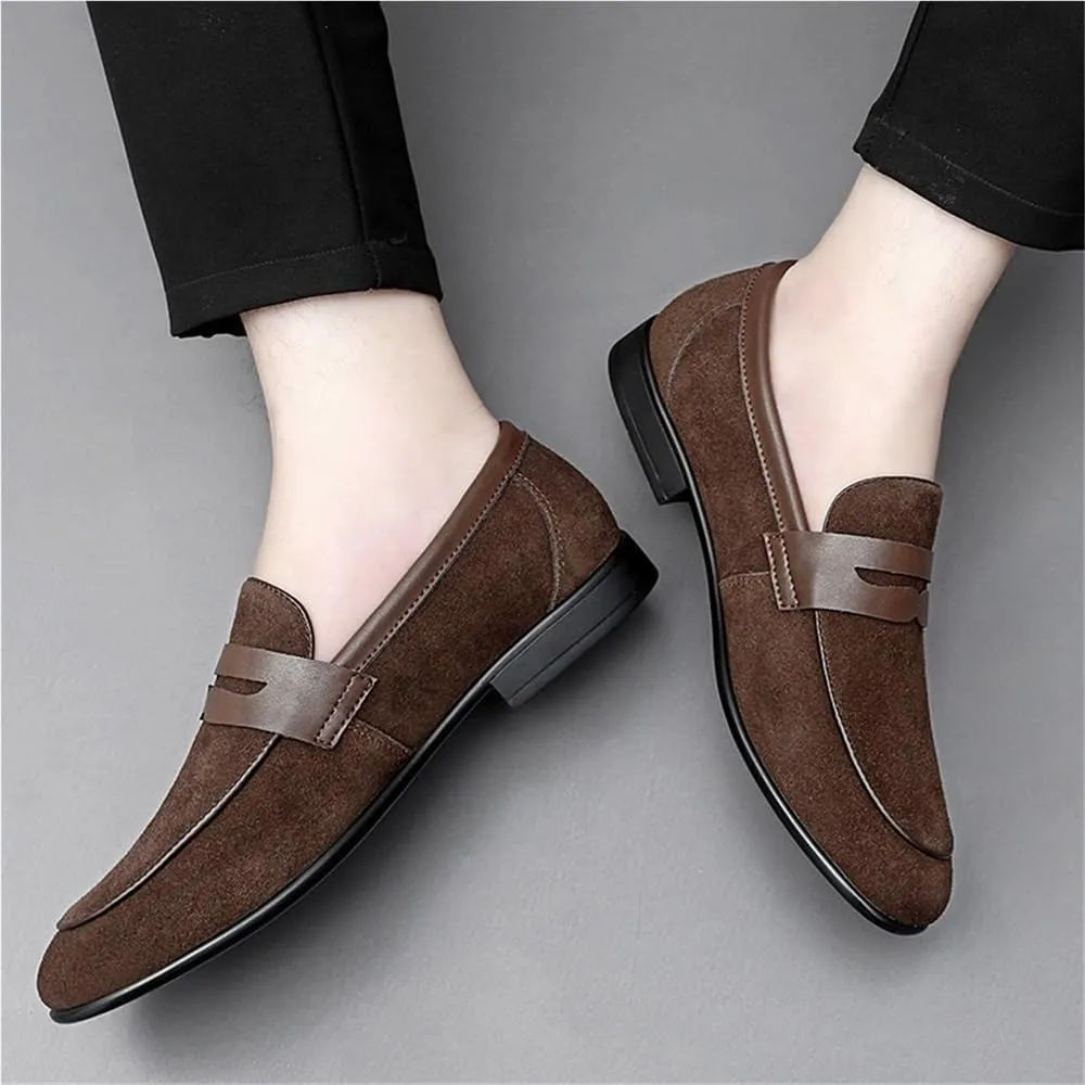 Men's Loafers Shoes Round Toe Suede Vamp Loafers Flexible Anti-Slip Lightweight Outdoor Slip On