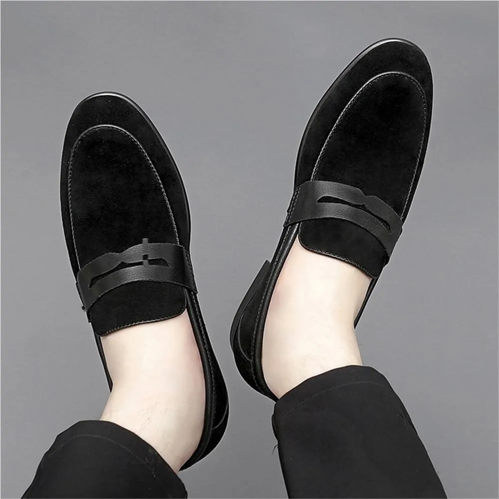 Men's Loafers Shoes Round Toe Suede Vamp Loafers Flexible Anti-Slip Lightweight Outdoor Slip On