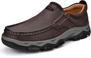 Men's Orthopedic Walking Shoes Genuine Leather Slip On Loafers, Comfortable Non-Slip Driving Loafers for Men