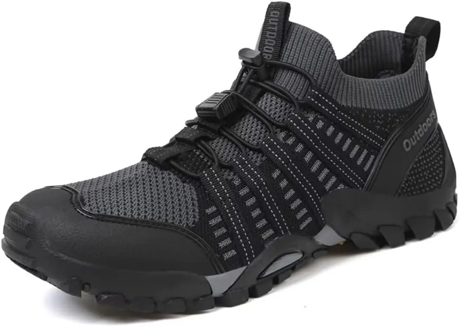 Men's Outdoor Stretch Mesh Hiking Shoe Comfortable Low Sneaker Lightweight Breathable Non-Slip Trekking Trails Shoes Casual Portable Slip on for Beach Fishing Water Sandals