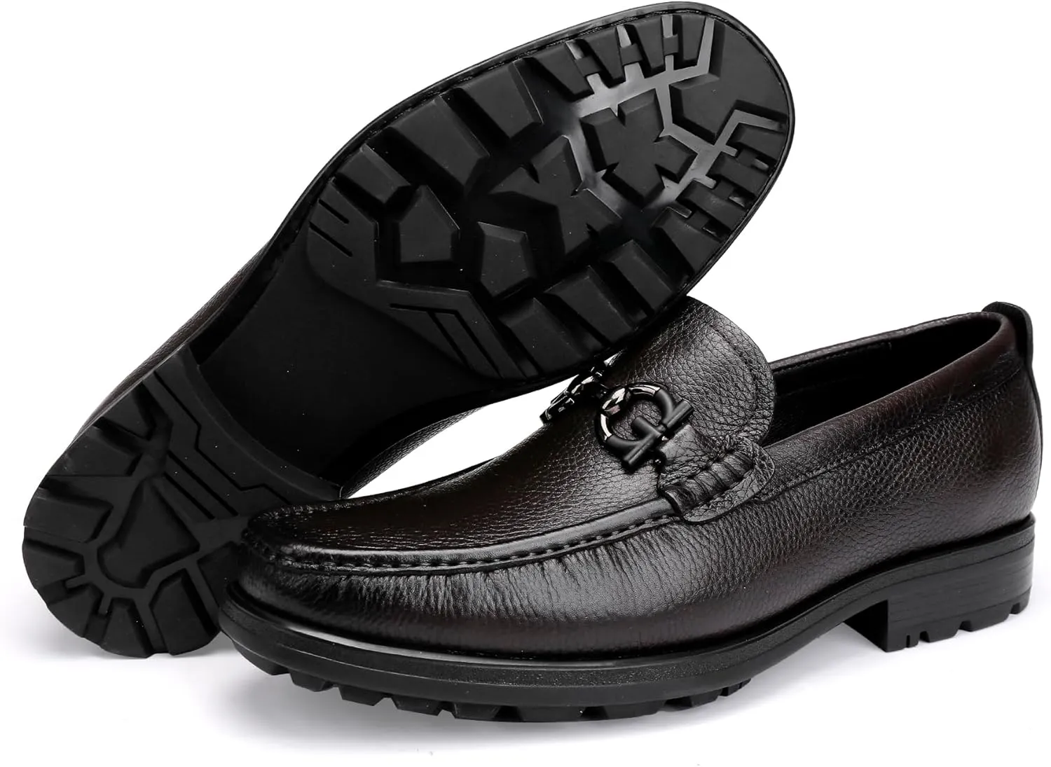 Men's Premium Leather Dress Shoes, Luxury Buckle Handmade Dress Loafer Party Shoes Wedding Casual Slip on Loafer for Mens