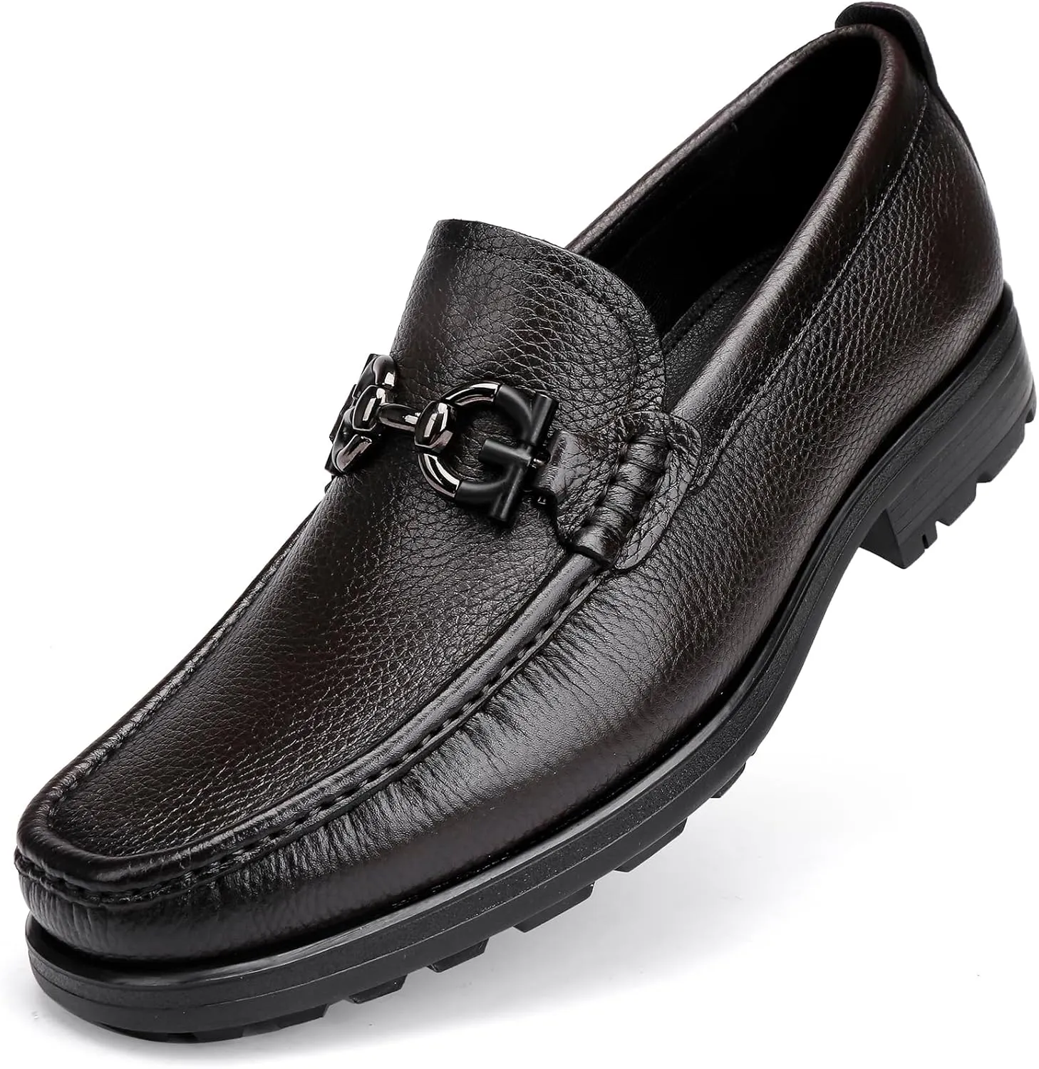 Men's Premium Leather Dress Shoes, Luxury Buckle Handmade Dress Loafer Party Shoes Wedding Casual Slip on Loafer for Mens