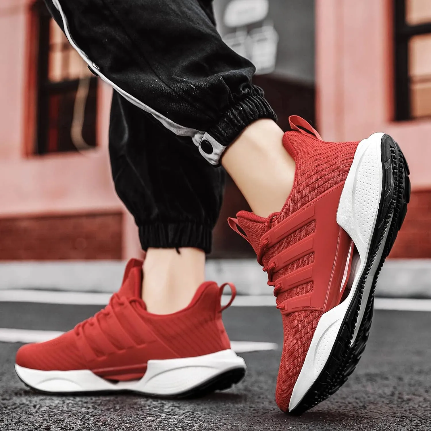 Mens Shoes Comfortable Shock Absorbing Light Non Slip Sneakers for Running Walking Road Sport Fashion Casual Breathable Soft
